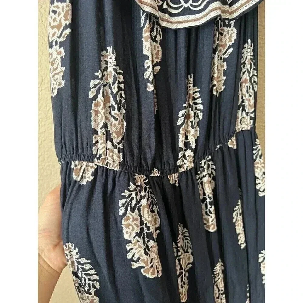 Kori America Womens Navy Blue Floral Off The Shoulder Maxi Dress Size S - Picture 4 of 12